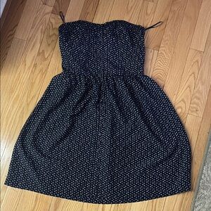 GAP Black Strapless Polka Dot Dress